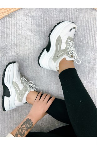 Ellie Beyaz Taban 5 Yükseklik Ortopedik Iç Taban Spor Ayakkabı  Sneakers