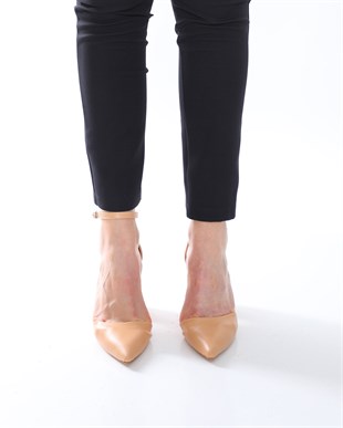 Valeri Ten Mat  Sivri 8cm Kalın Topuklu Kadın Ayakkabı